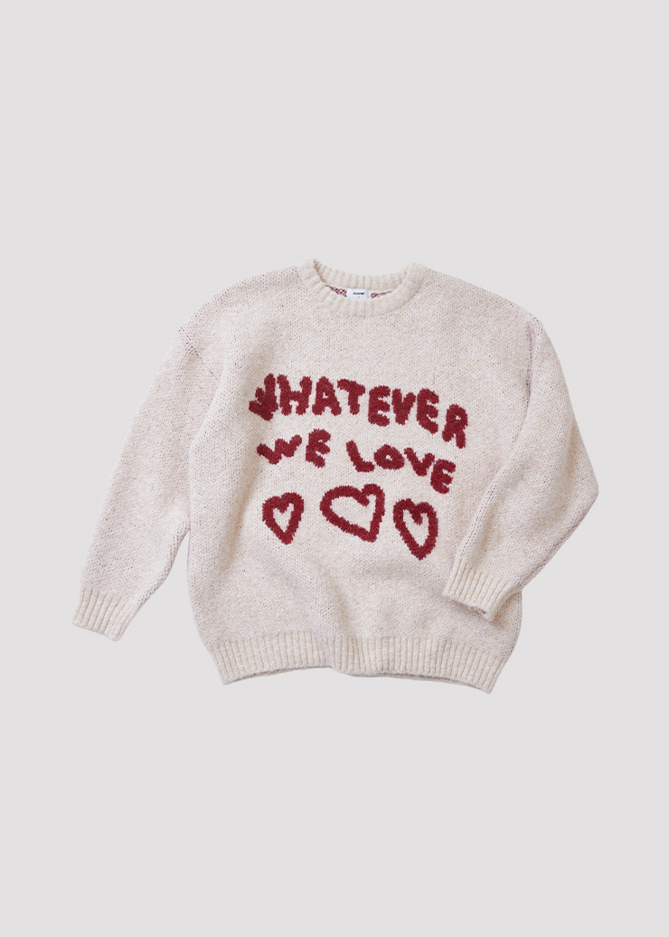 MIX WOOL PULLOVER WE LOVE HEART IVORY